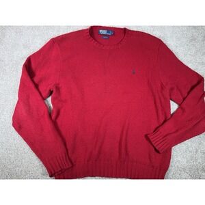 Vintage 90's Polo By Ralph Lauren Sweater Size XL Red Knit Cotton Wool Blend